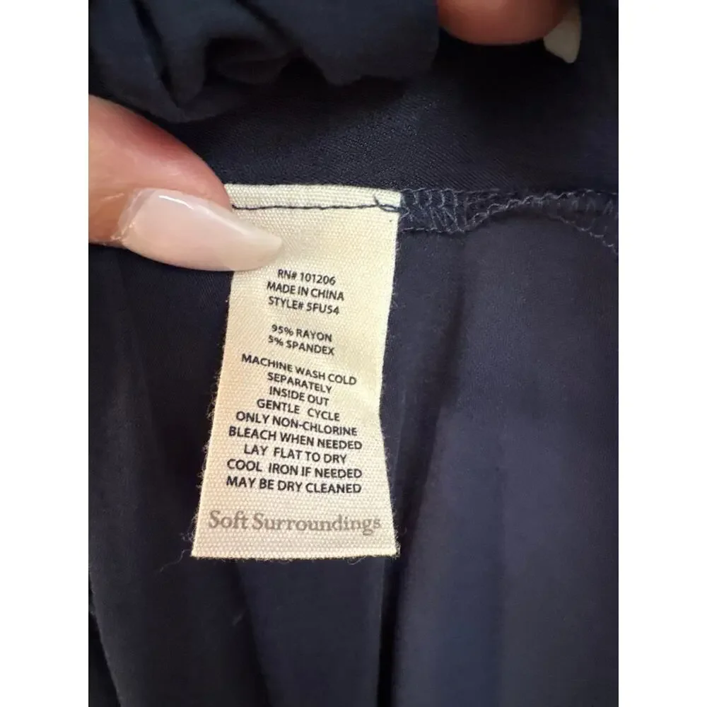 Soft Surroundings Womens Hyannis Faux Wrap Midi Navy Blue Dress Size 1X Classic